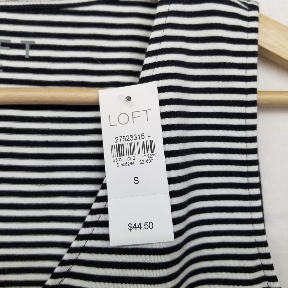 Loft Sleeveless Striped Bodysuit Small Black White Tank Top NWT - Picture 10 of 13